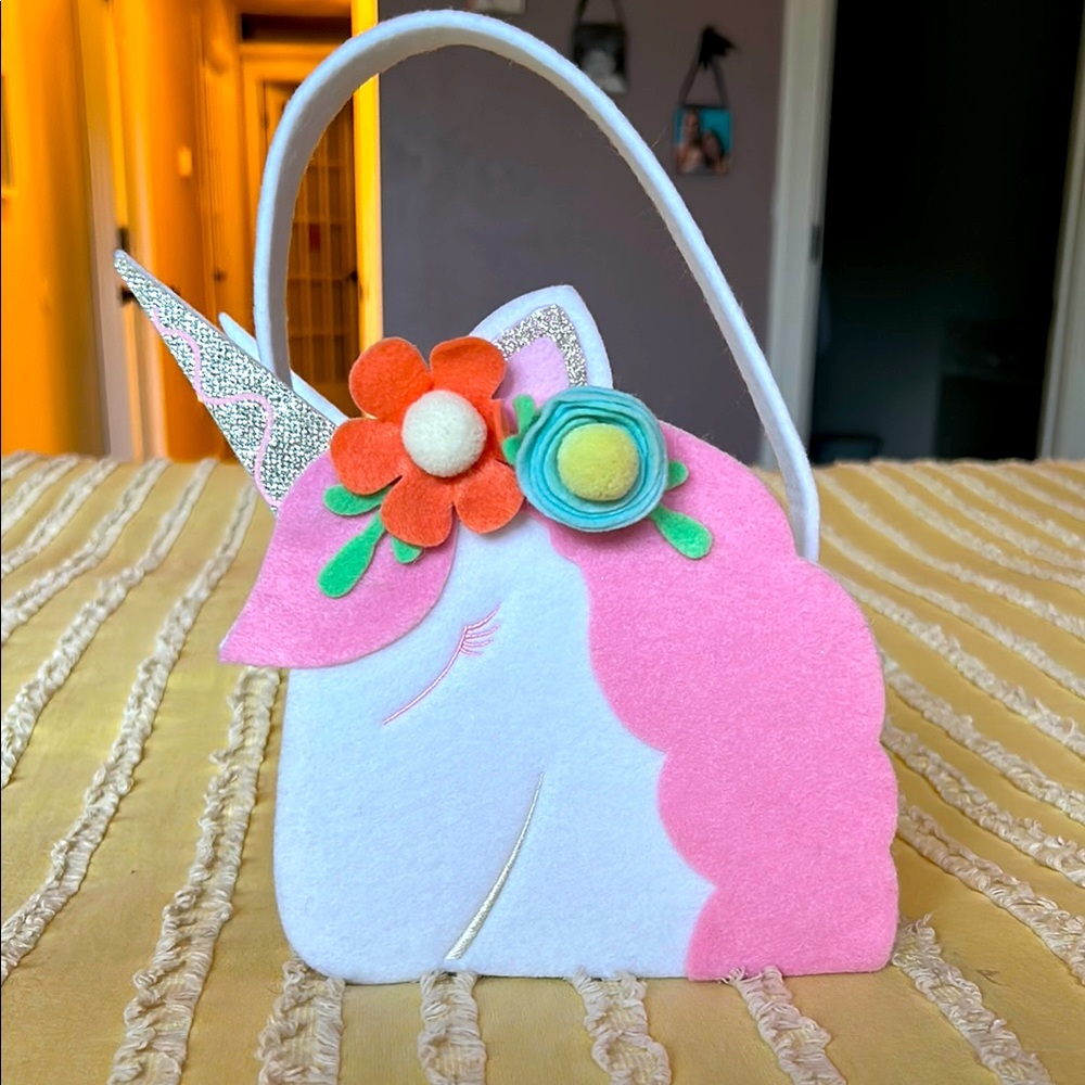 Unicorn Felt Bag for Kids - Pink and White